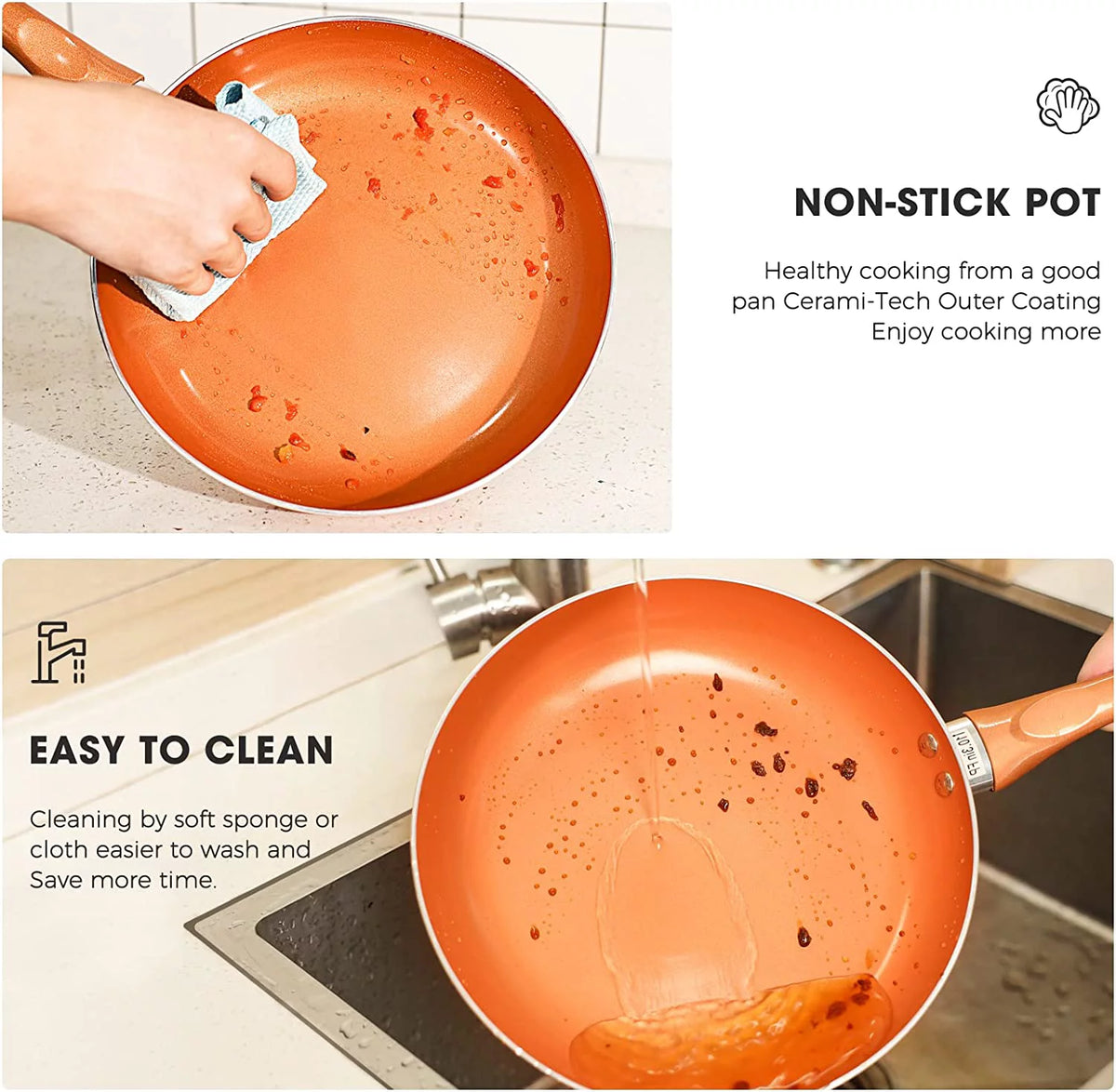 10 Pc Nonstick Ceramic Copper Cookware Set V5903