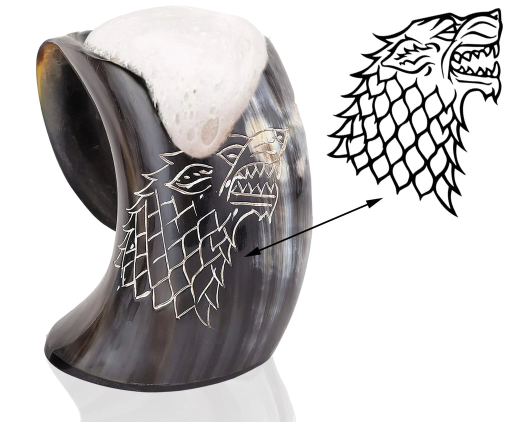 Genuine Viking Drinking Horn Mug with Bottle Opener, Shot Glass, Bag, 16 oz, 4 Pcs Set S775183