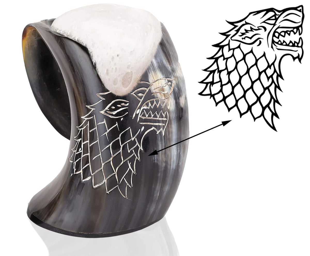 Genuine Viking Drinking Horn Mug with Bottle Opener, Shot Glass, Bag, 16 oz, 4 Pcs Set S775183