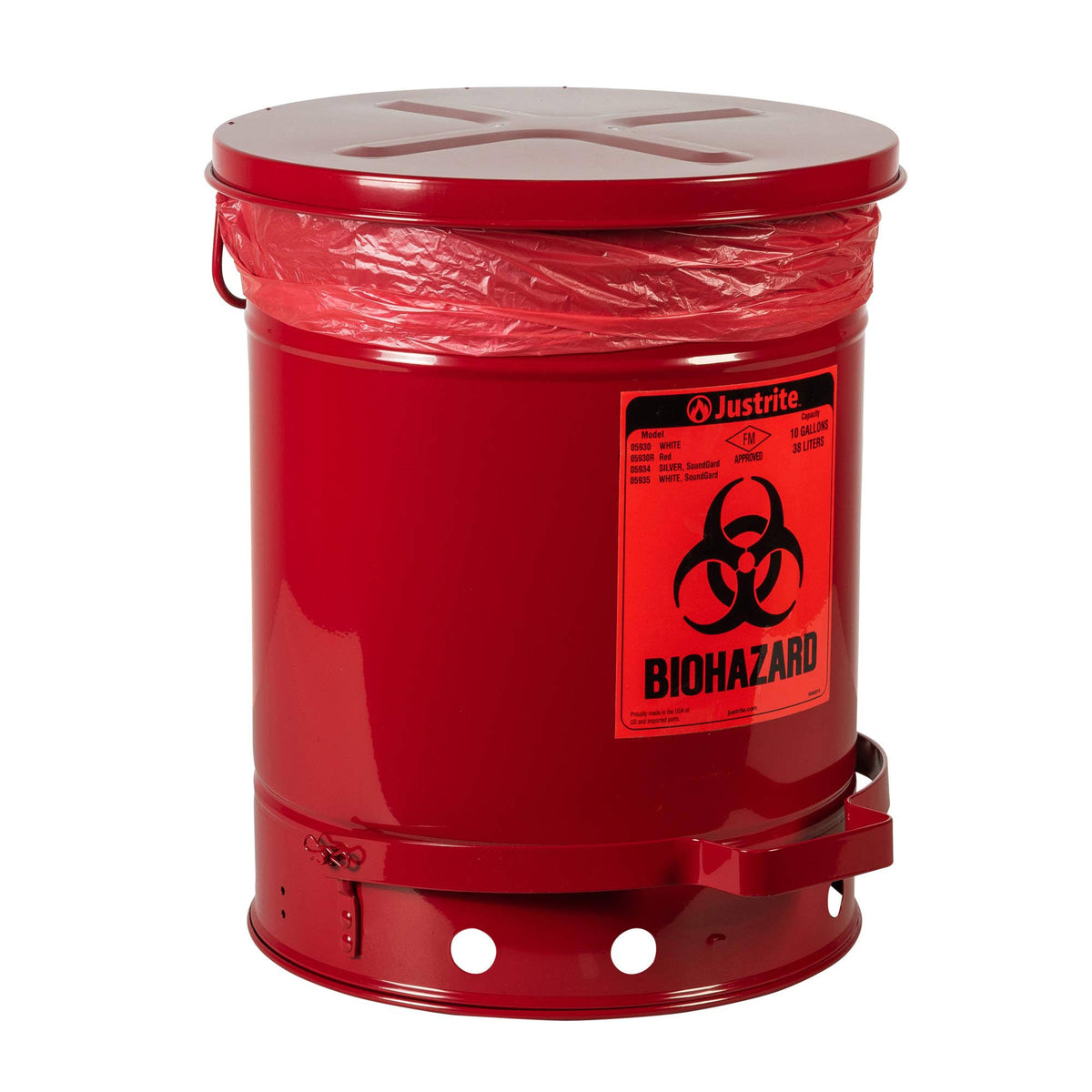 10 Gallon Red Biohazard Waste Can A11021
