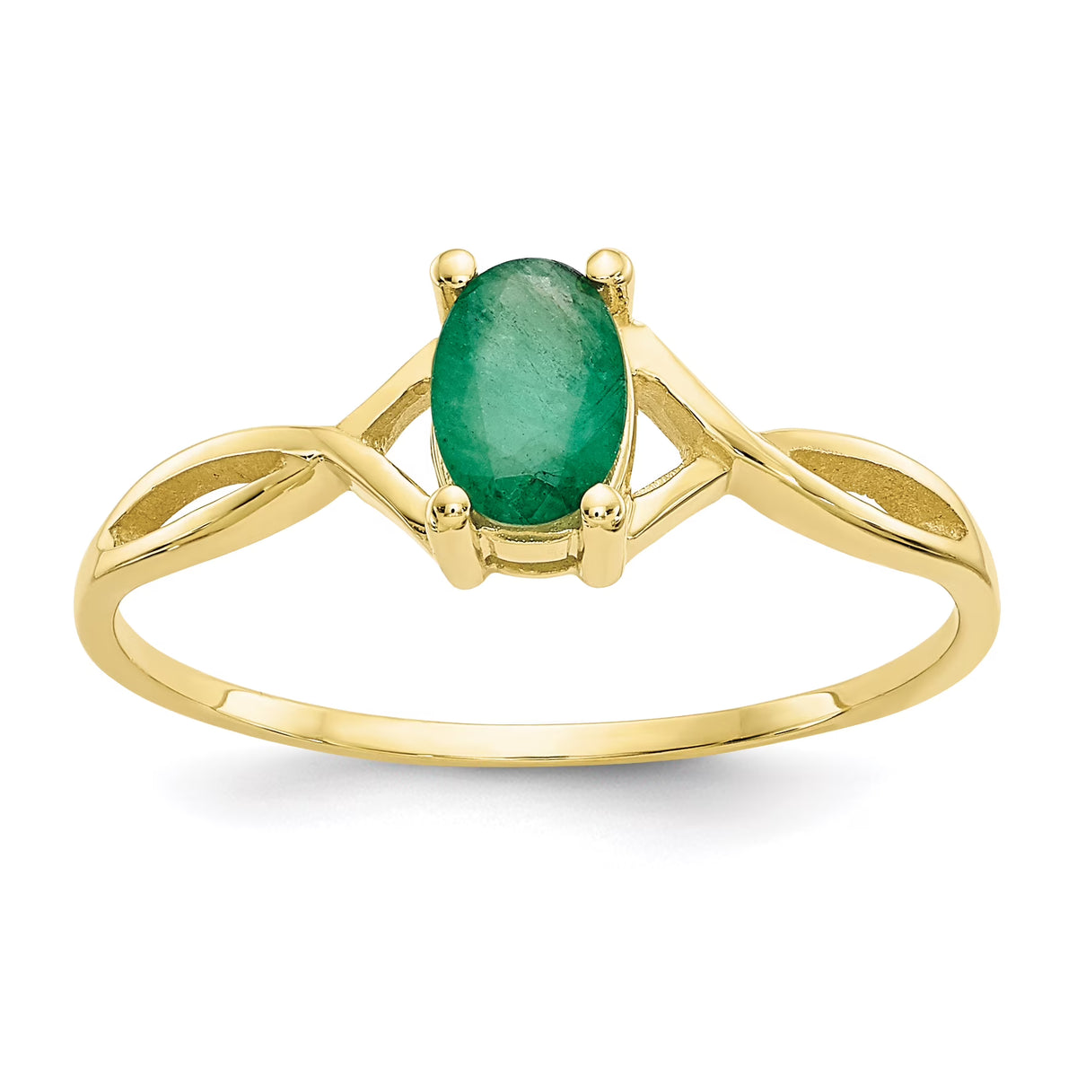 10 Karat Yellow Gold Genuine Emerald Ring V37200