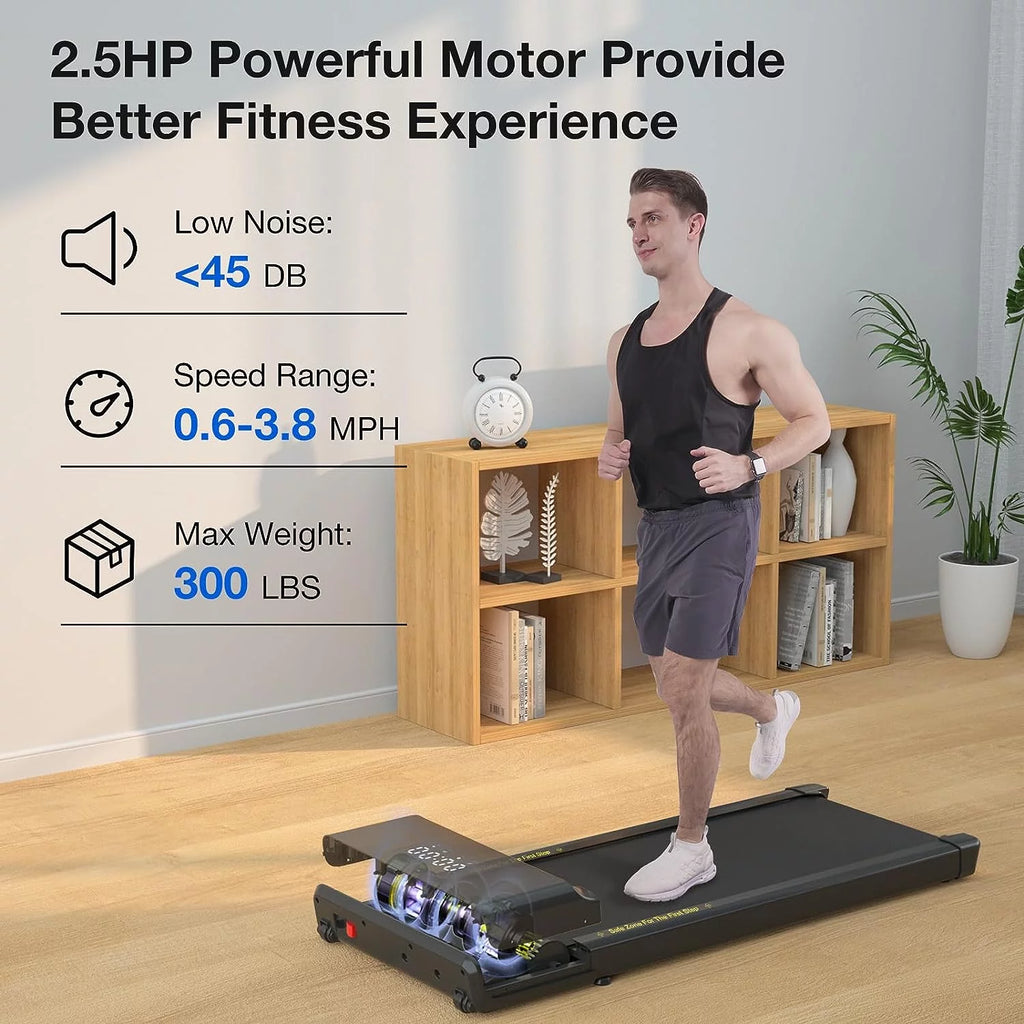 0.6-3.8 mph Under Desk Walking Treadmill with Remote Control LED Display B47775
