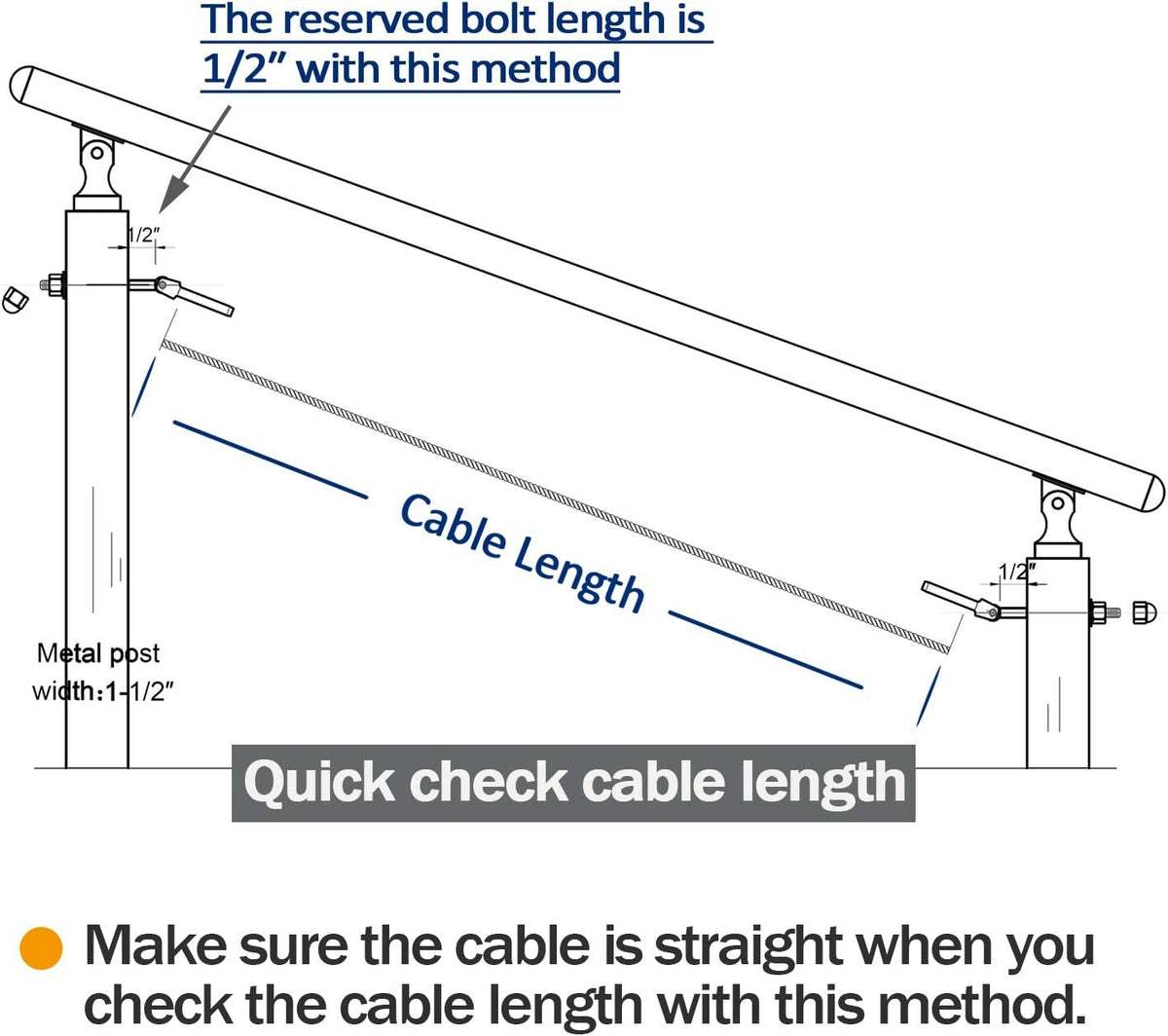 1/8 Inch T316 Stainless Steel Adjustable Cable Railing Kit for 1.5 Inch Metal Post, 20 Pack A853