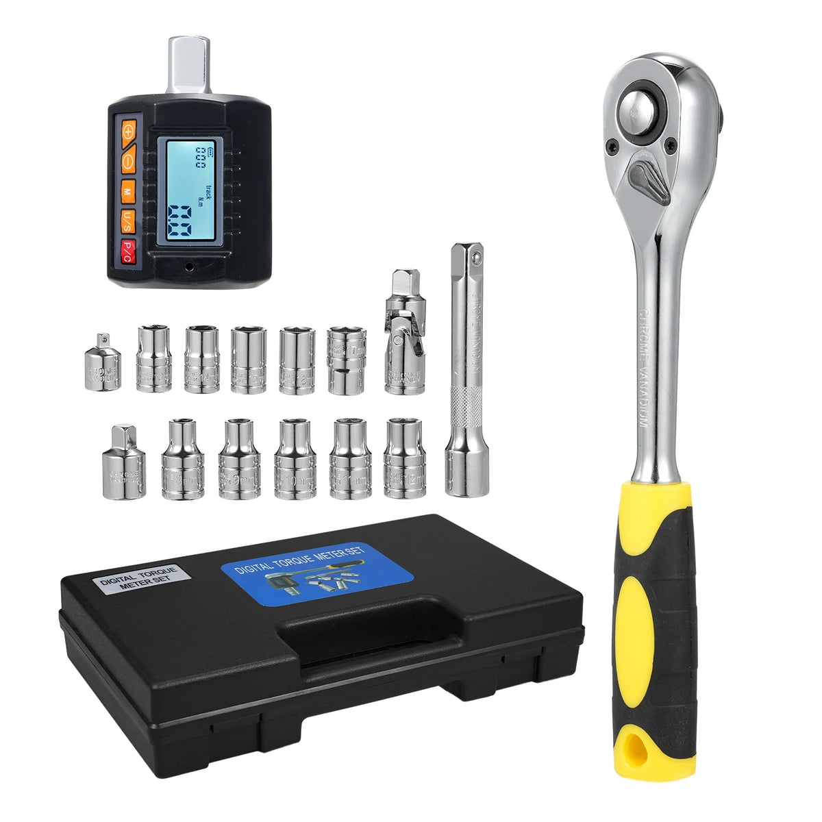 1/2'' Drive Torque Gauge with Backlit Display and Ratchet Wrench B4805