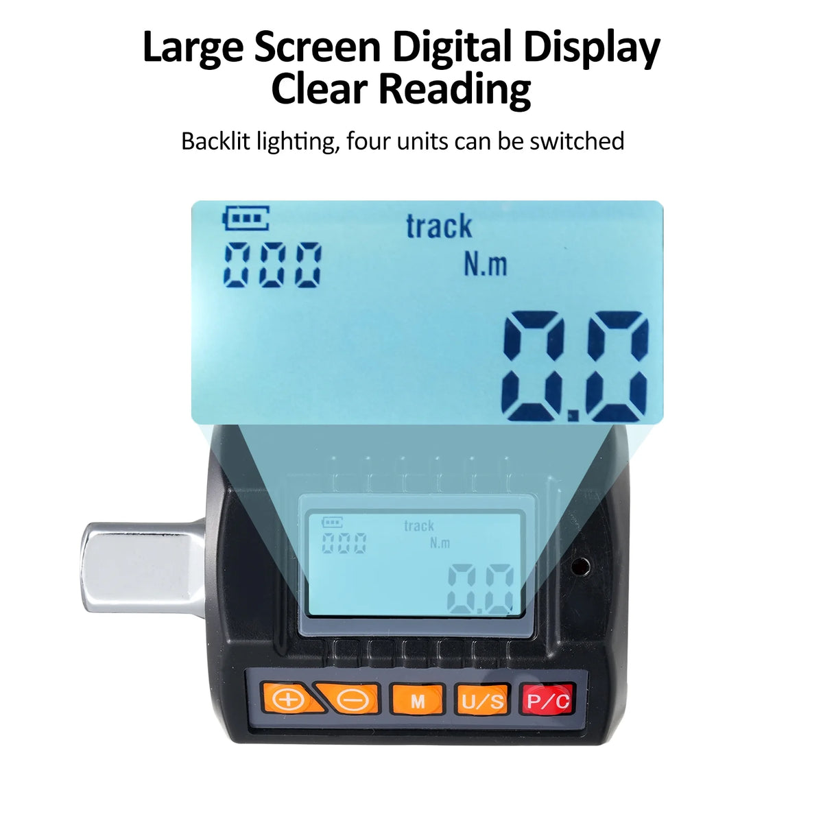 1/2'' Drive Torque Gauge with Backlit Display and Ratchet Wrench B4805