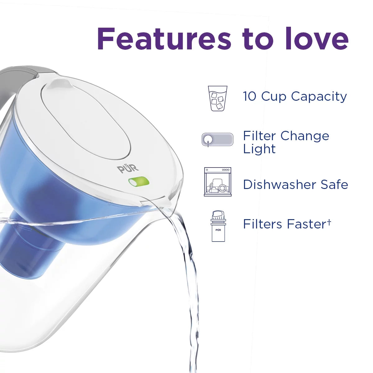 10-Cup Water Pitcher Filtration System White N685276