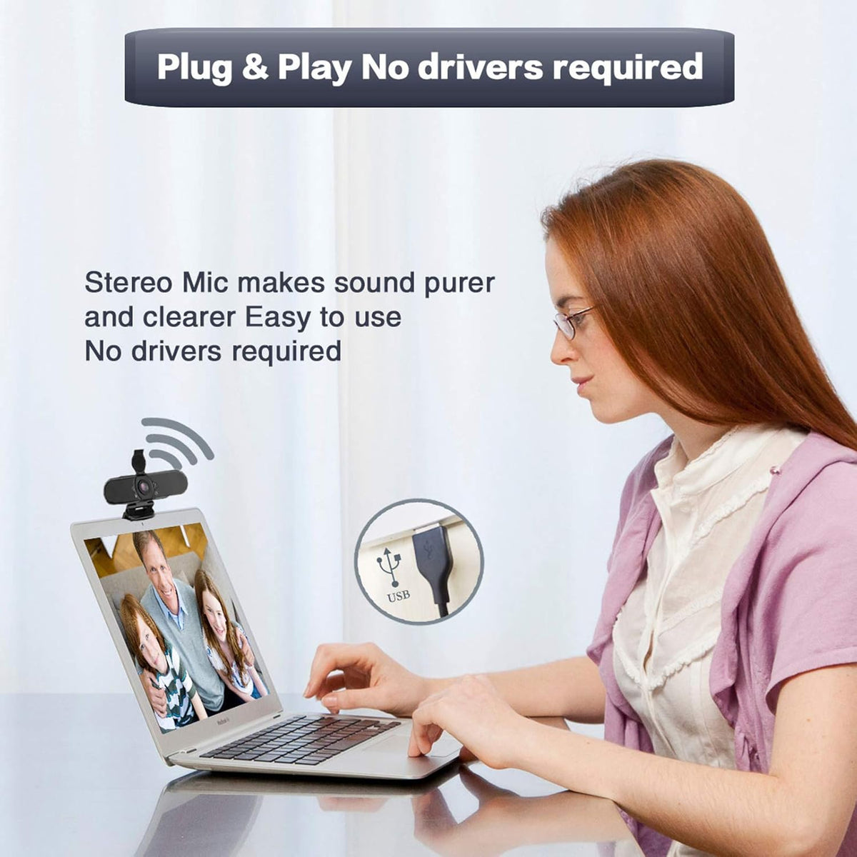 1080p HD USB Webcam with Microphone Pack of 2 P4931