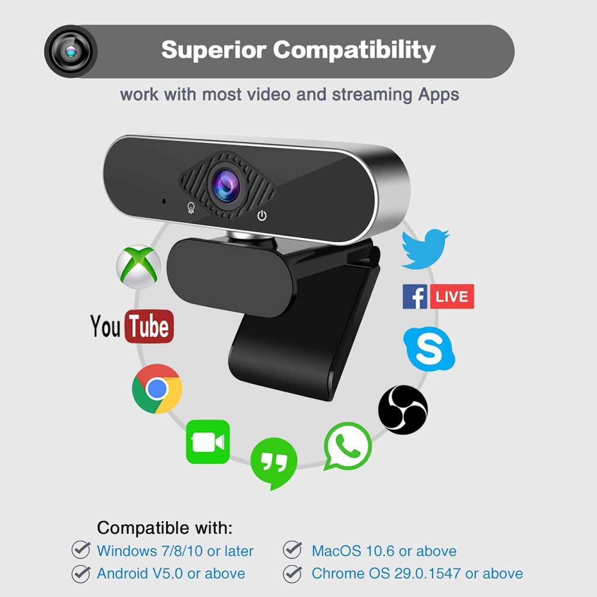 1080p HD USB Webcam with Microphone Pack of 2 P4931