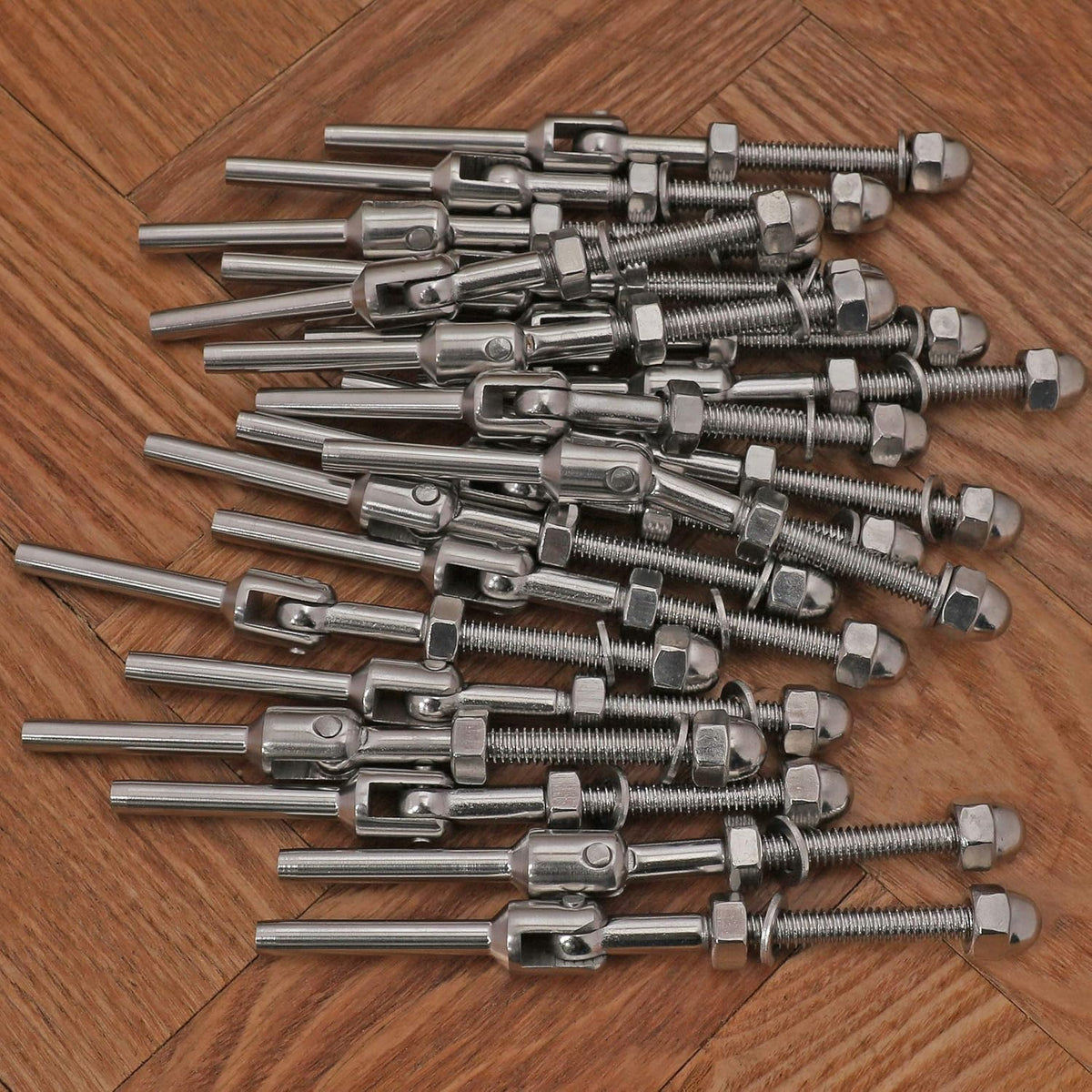 1/8 Inch T316 Stainless Steel Adjustable Cable Railing Kit for 1.5 Inch Metal Post, 20 Pack A853