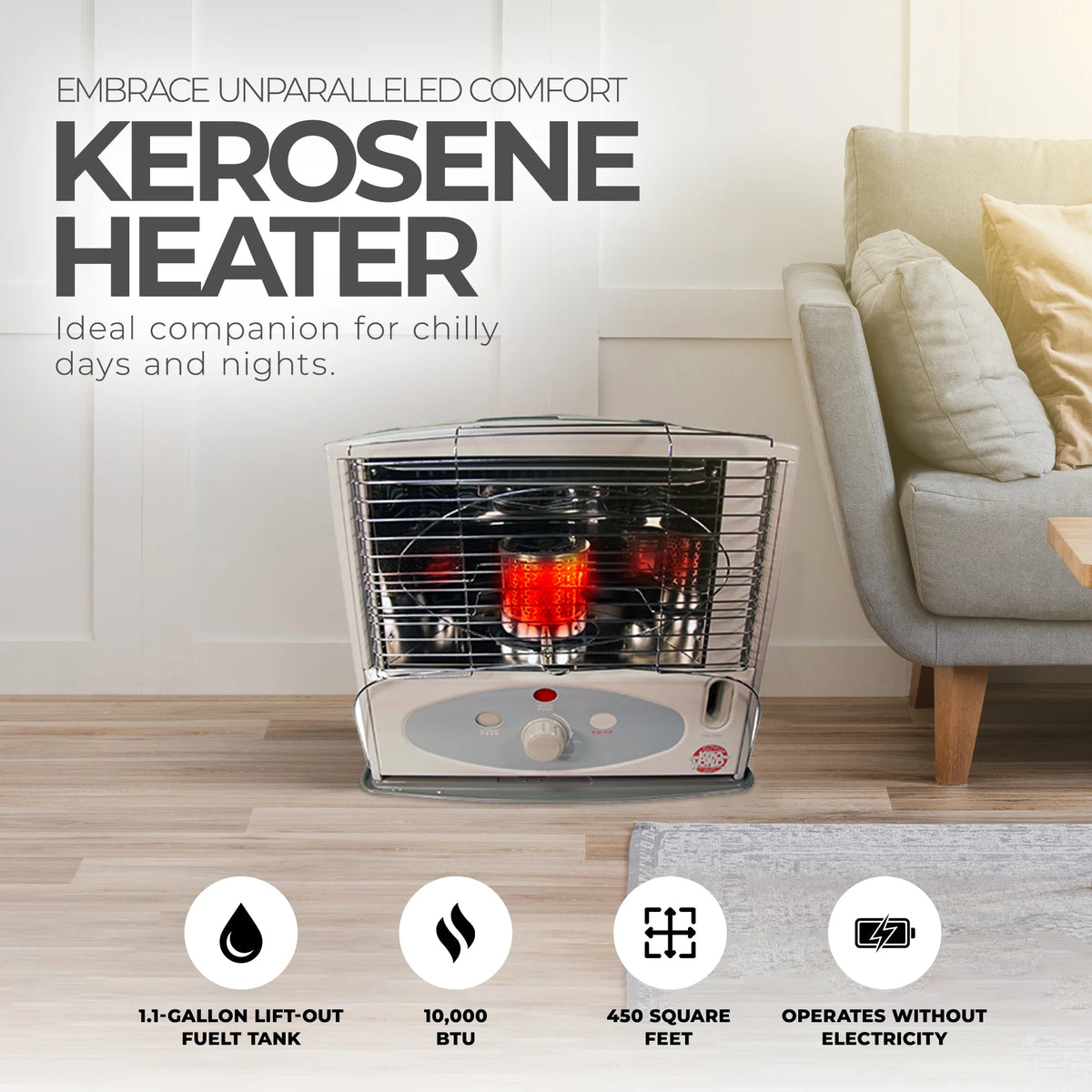 10,000 BTU Kerosene Wick Heater G9756