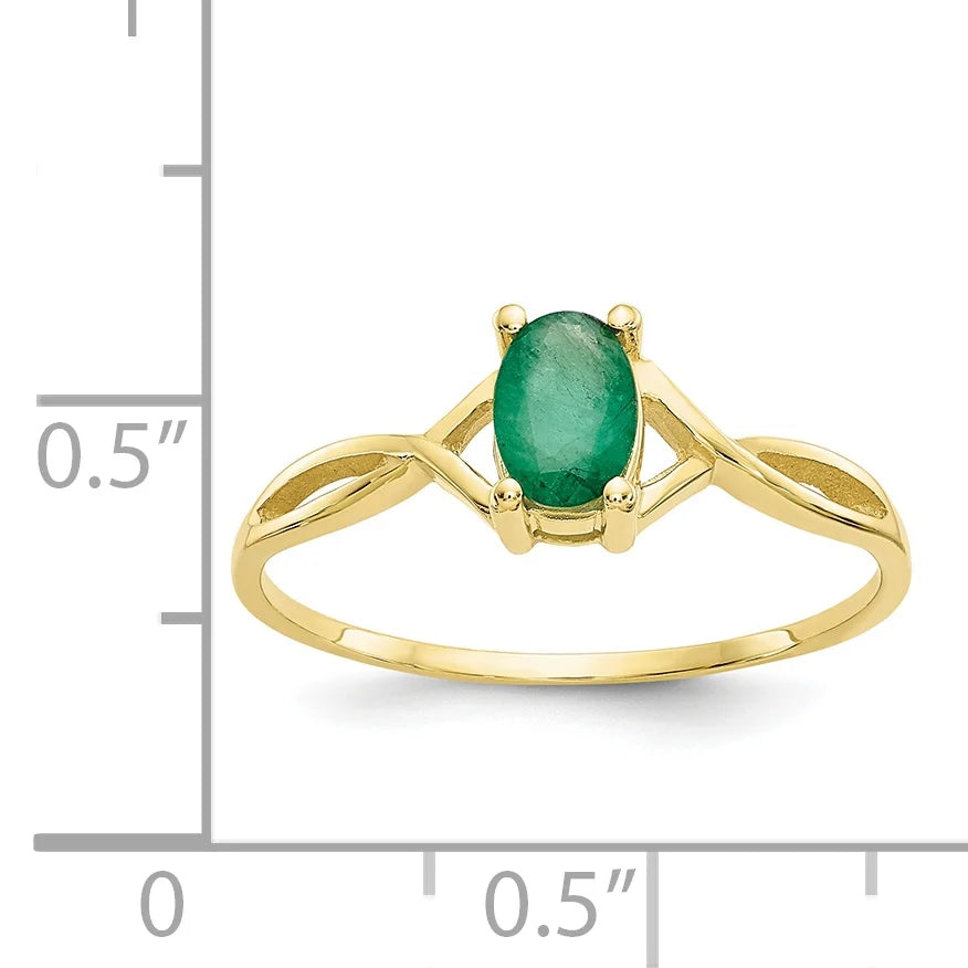 10 Karat Yellow Gold Genuine Emerald Ring V37200